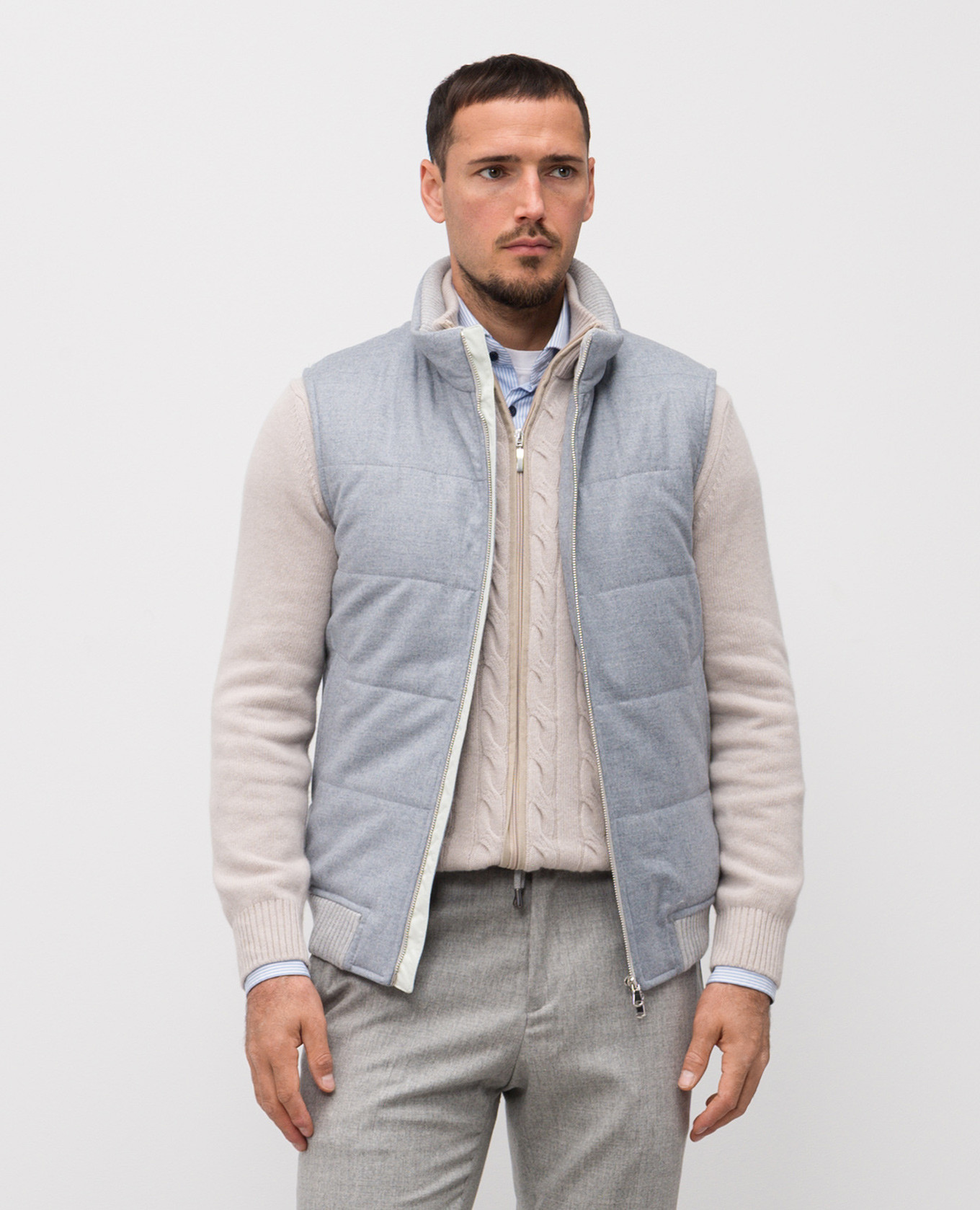 

Blue wool and cashmere vest Pini Parma, Light blue