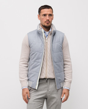 Pini Parma Blue wool and cashmere vest DOWNVEAZZ