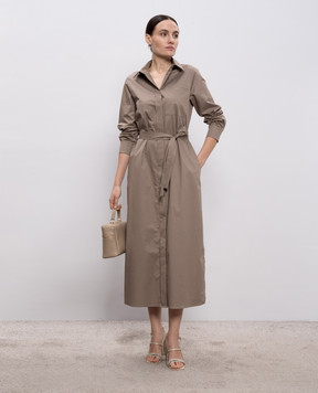 Peserico Khaki shirt dress with chain A02540D00A01979