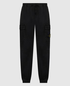 Stone Island Black joggers with logo patch L1S153100031S0A10
