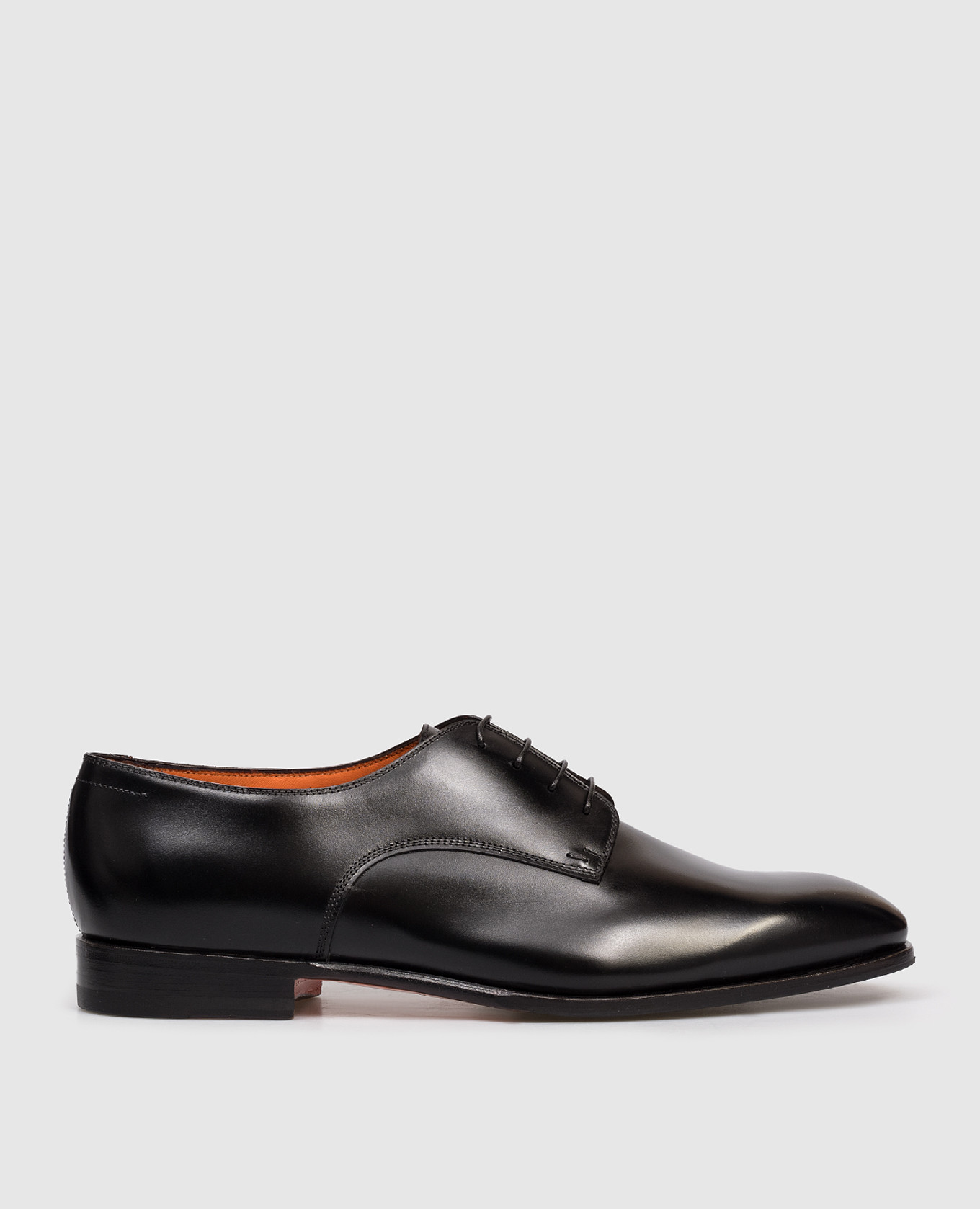 

Black leather glossy derby shoes Santoni