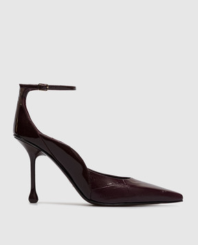 Jimmy Choo Quinci burgundy leather sandals with eel-like embossing QUINCI95FQB