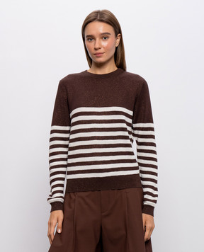 Brunello Cucinelli Brown striped jumper with lurex MAZ230100P