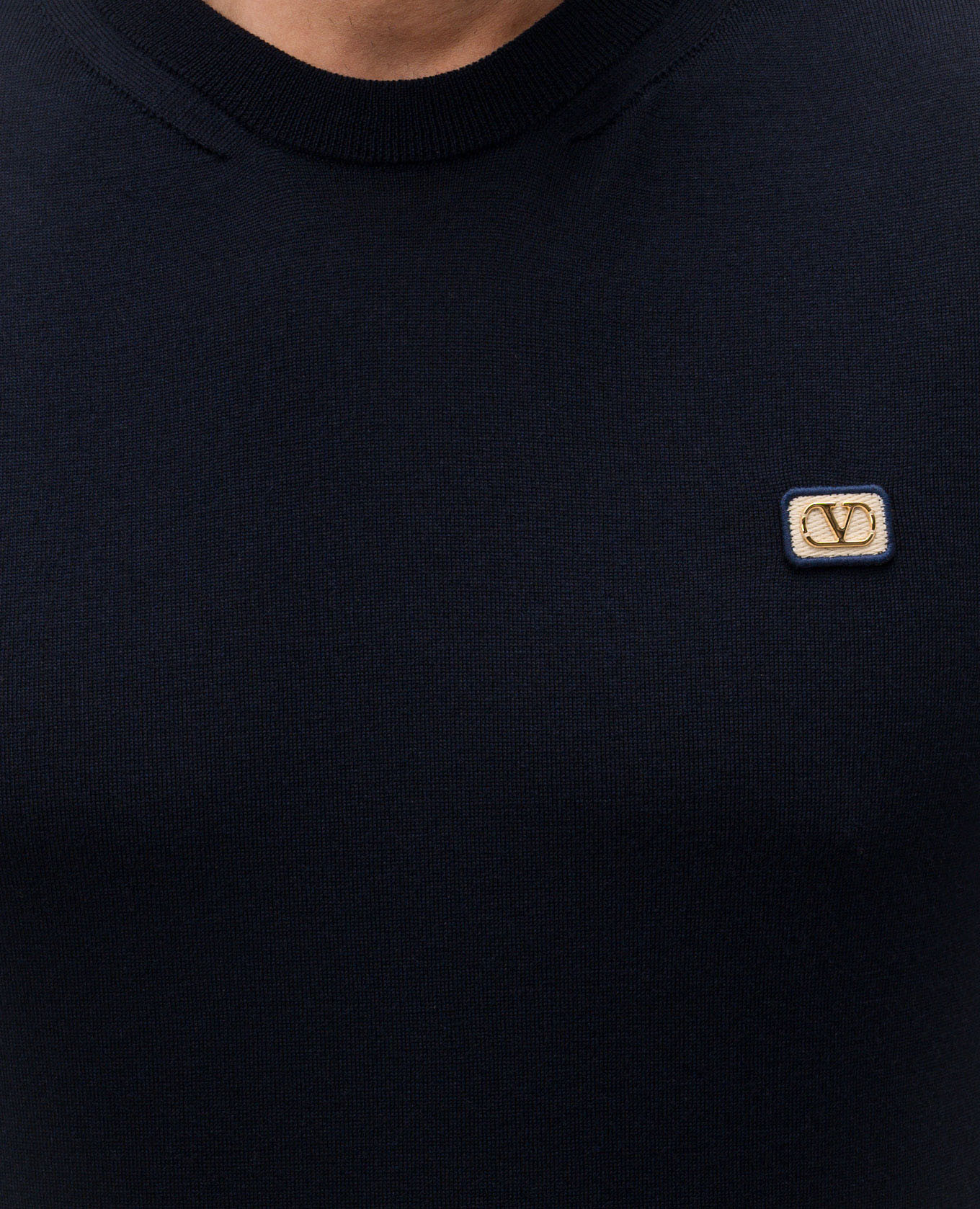 Blue wool T-shirt with logo patch Valentino 5
