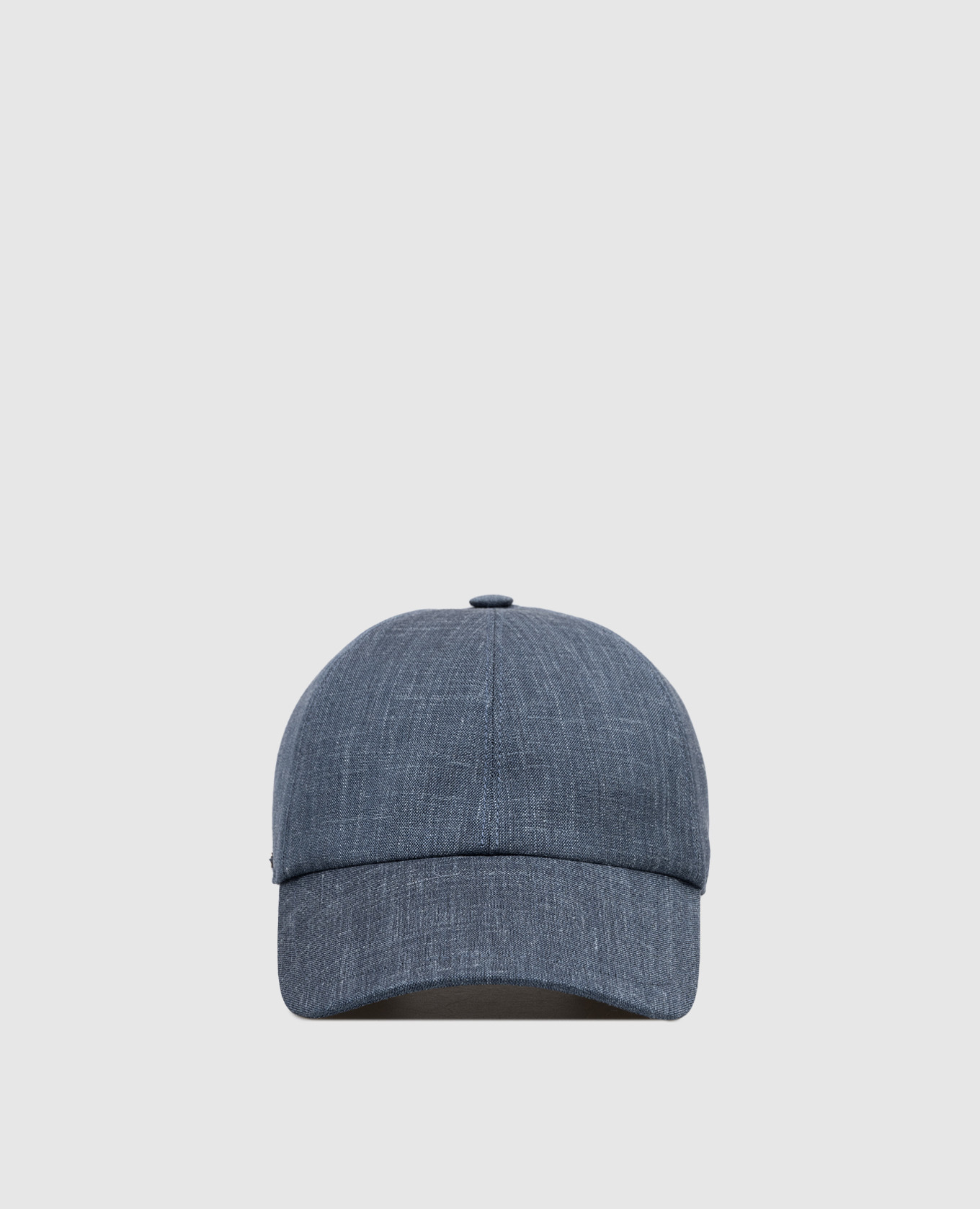 

Blue wool, silk and linen cap with logo engraving Enrico Mandelli