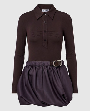 The Attico Brown mini dress with wool 261WCA00510MIX121AA
