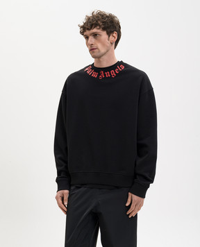 Palm Angels Black sweatshirt with contrast logo PMBA08HS26FLE004