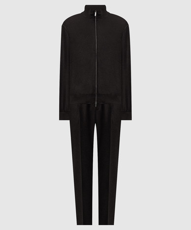 Black wool and cashmere tracksuit