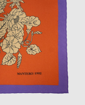 MANTERO 1902 Orange silk scarf with floral print 0909F0023G63167