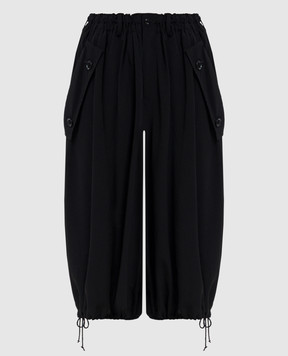 Y`S Yamamoto Black culottes with drawstrings YQP06500