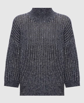 Peserico Gray wool sweater with sequins A99245F05G9100