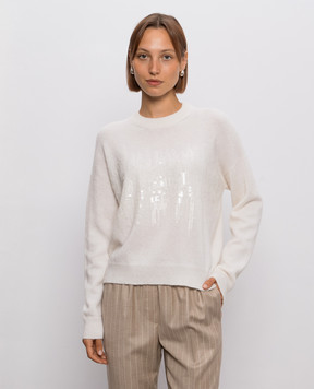 Peserico Ivory wool sweater with sequins A99835F07RL9100