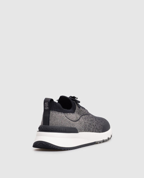 Brunello Cucinelli Blue sneakers with textured logo MZUEHRO342