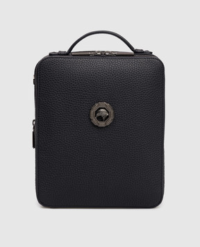 Stefano Ricci Blue leather bag with ruthenium-coated emblem ND218GTUVD