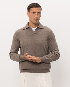 Brunello Cucinelli Brown cashmere polo shirt M22203805