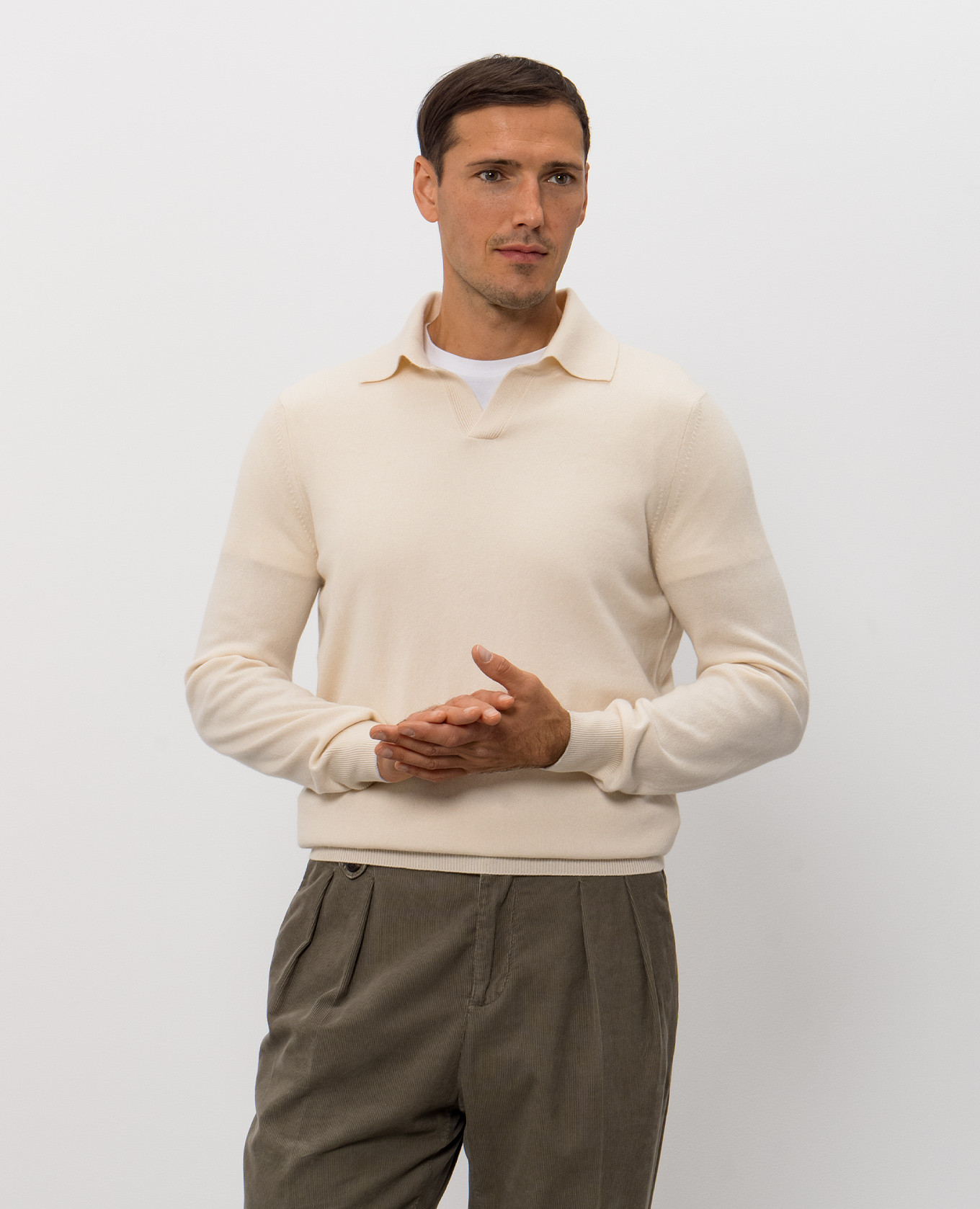 Beige cashmere polo shirt Brunello Cucinelli 3