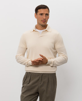Brunello Cucinelli Beige cashmere polo shirt M22203805