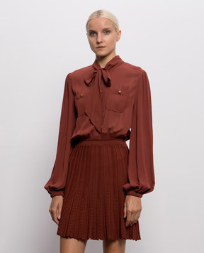 Twinset Brown shirt dress with textured pattern 262TP3081