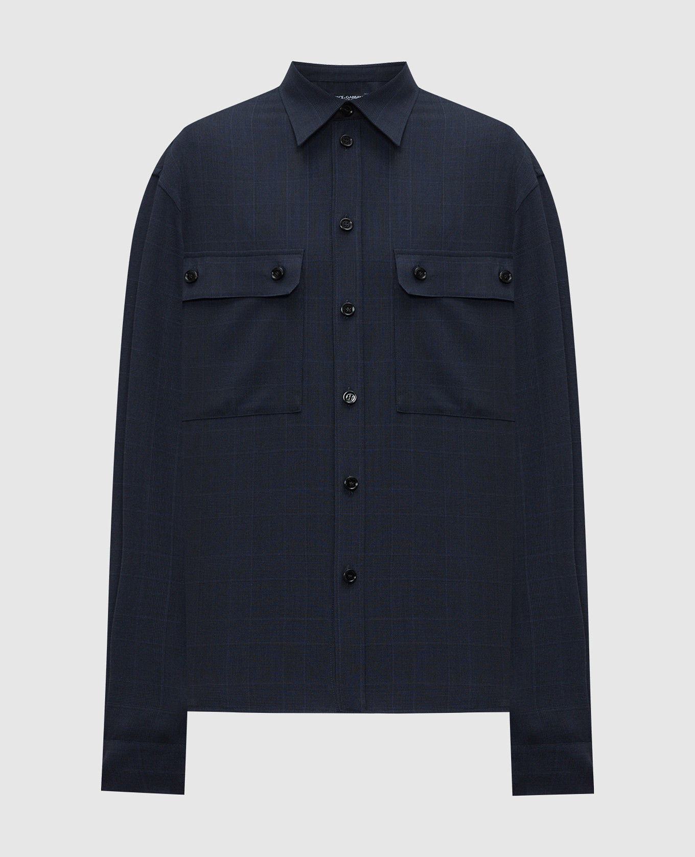 Blue wool check shirt
