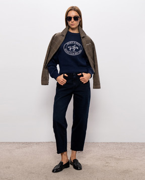 Sporty & Rich Joconde Riding Club blue wool sweater WS11785000BL106