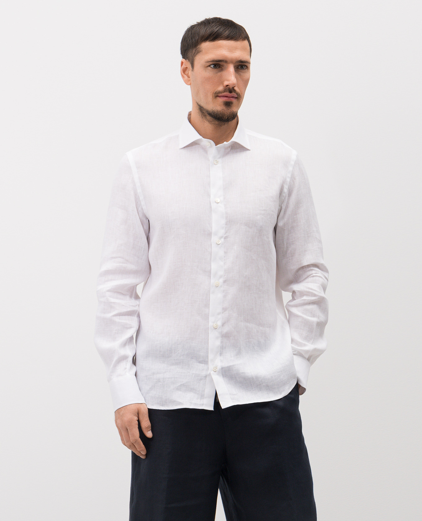

White straight-cut linen shirt Peserico