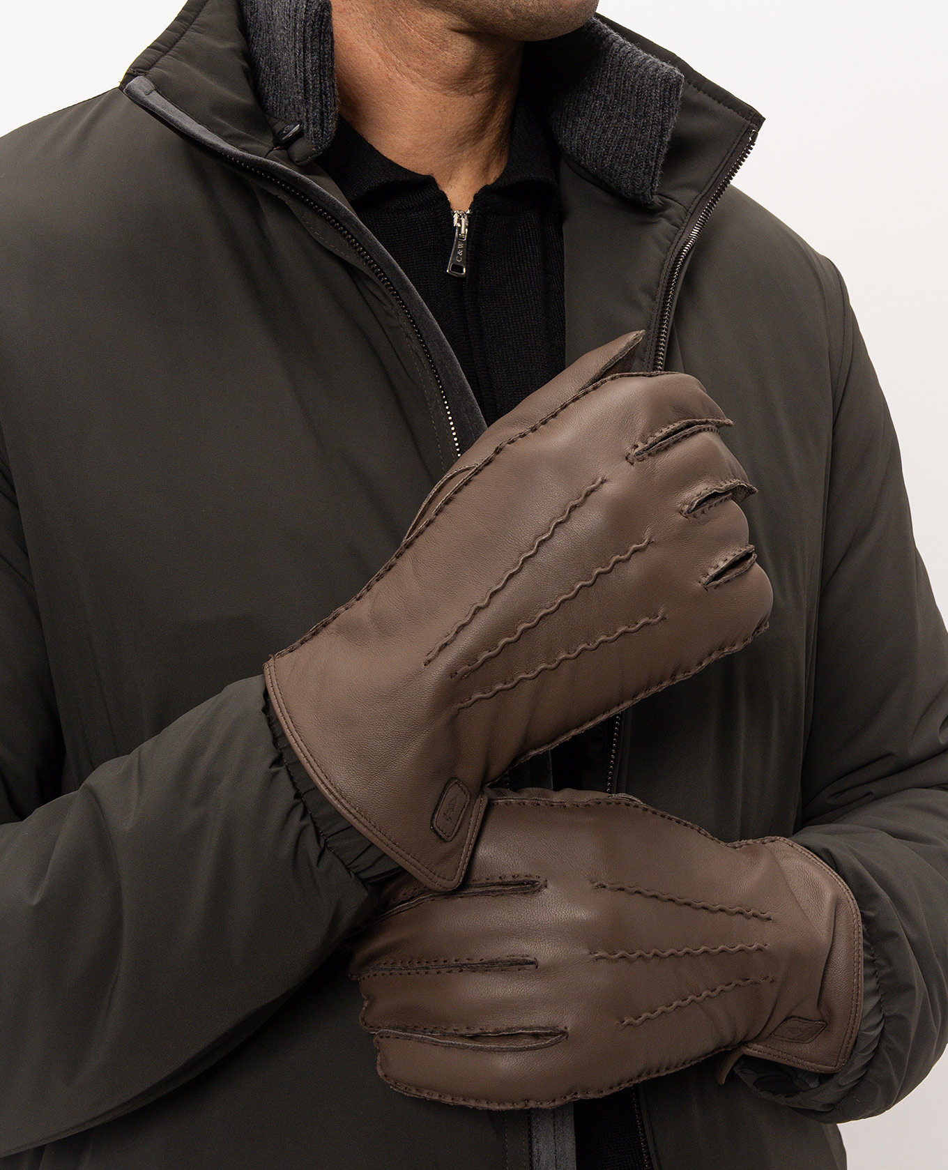 Brown leather gloves Trussardi 2