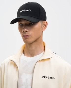 Palm Angels Black cap with logo embroidery PMLB104S26FAB004