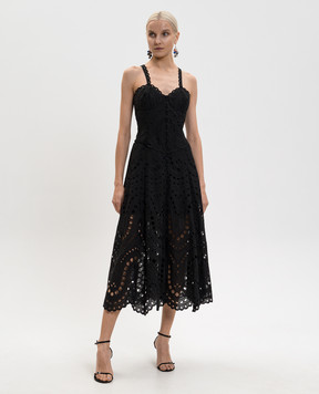 Charo Ruiz Solace black midi dress with embroidery 263614