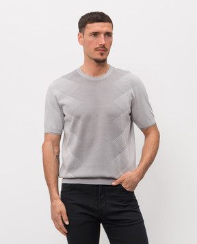 Stefano Ricci Gray silk t-shirt K818114G10F26280