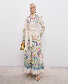 Etro Beige floral print shirt dress WRHA0591AKH59