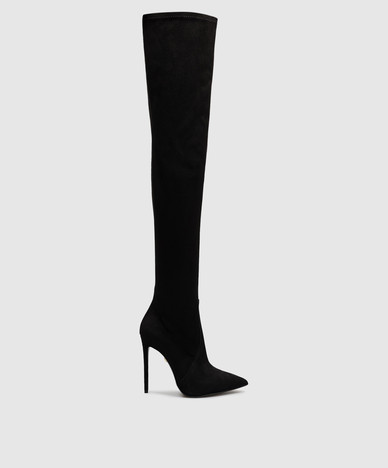 Black suede over-the-knee boots