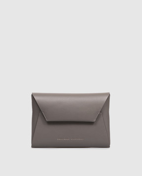 Brunello Cucinelli Gray leather clutch with logo print MWXAD2722P