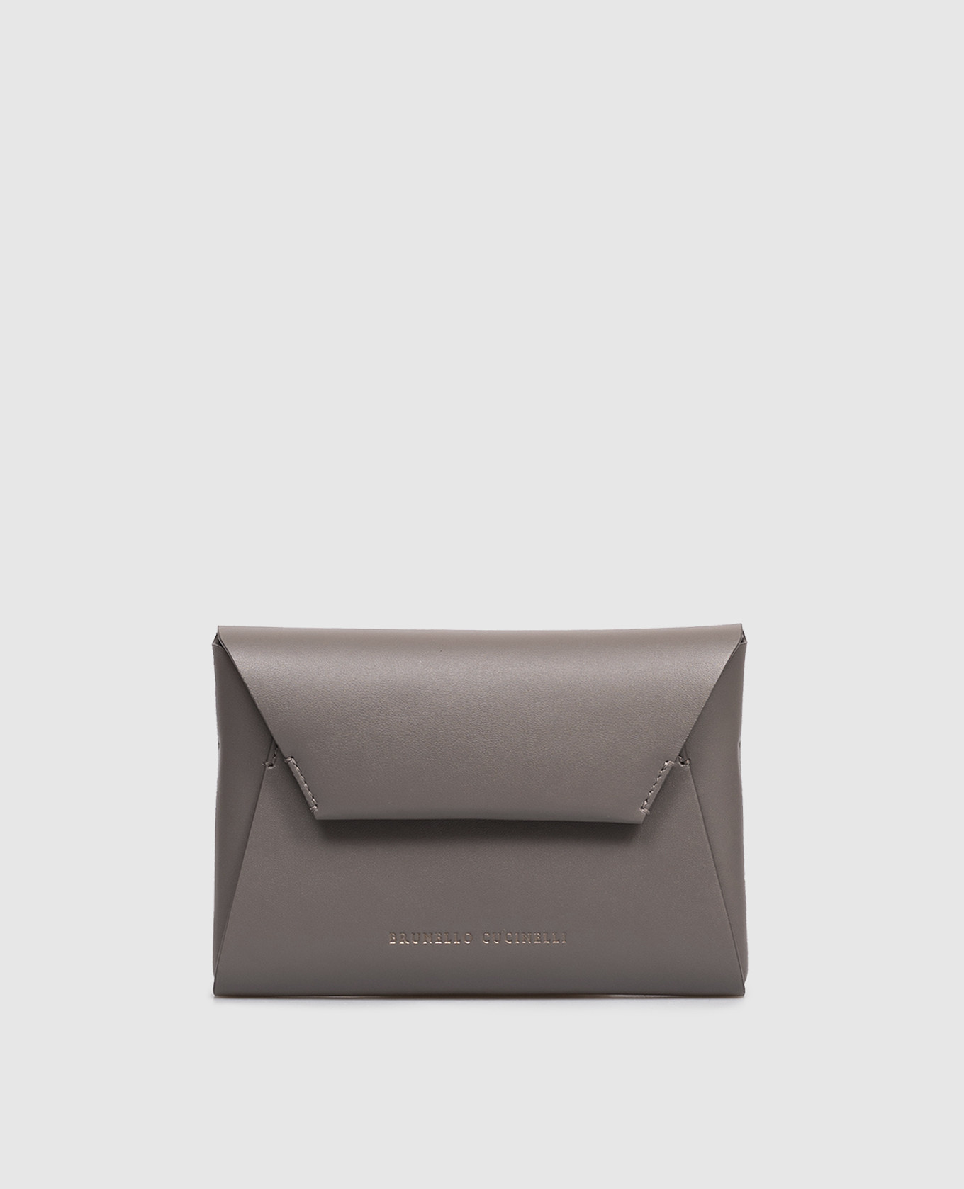

Gray leather clutch with logo print Brunello Cucinelli, Grey