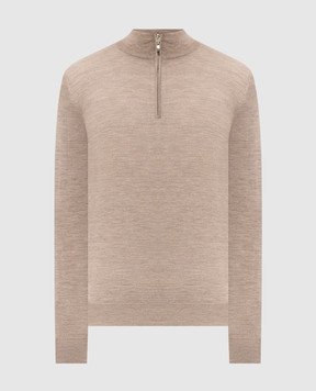 Doriani Cashmere Beige wool, silk and cashmere jumper with zipper 1818179