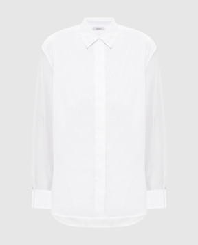 Peserico White silk shirt with monil chain A066958928B