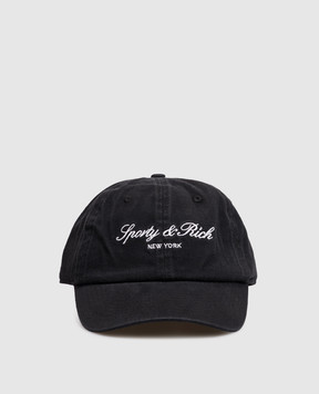 Sporty & Rich Black cap with logo embroidery AC04071329BA02