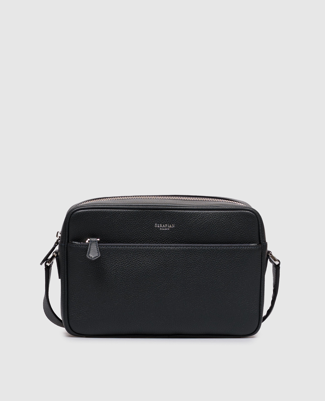 EAST WEST dark blue leather bag