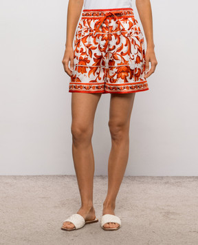 Dolce&Gabbana Silk shorts with branded print FTDB8TGDDRE