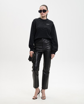 Off-White Black sweatshirt with Swarovski crystals 2BA07HS26FLE001