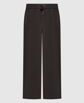 Peserico Brown track pants with chain A0409802561