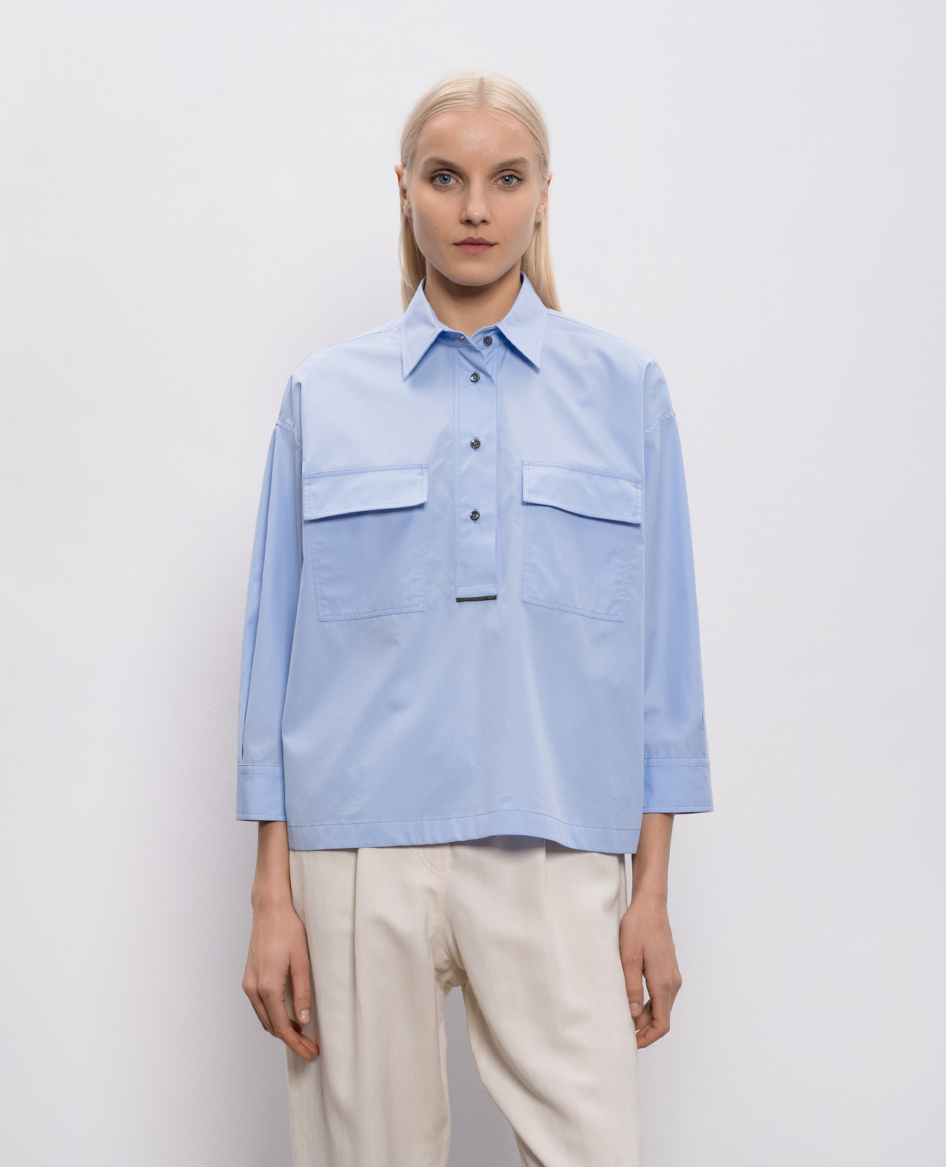 

Blue shirt with a monil chain Brunello Cucinelli, Light blue