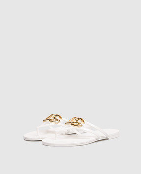 Dolce&Gabbana White flip-flops with textured monogram CW2418AY817