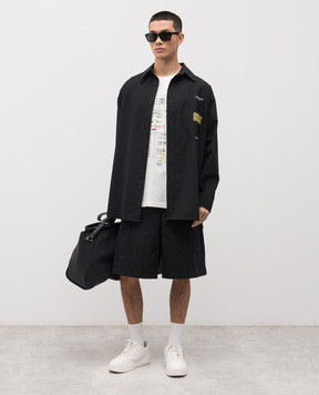 Maison Margiela MM6 Black wool shirt with branded patches SH0DT0040M35733