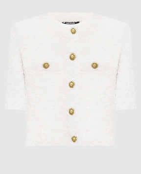 Balmain White tweed cardigan GF0KL290KJ89