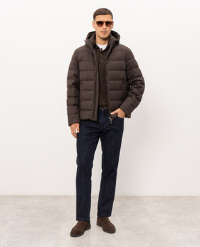 Herno Brown down jacket with wool PI001401U33529