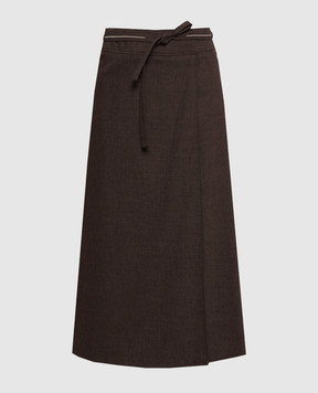 Peserico Brown wool and cashmere pleated skirt A05736A03358