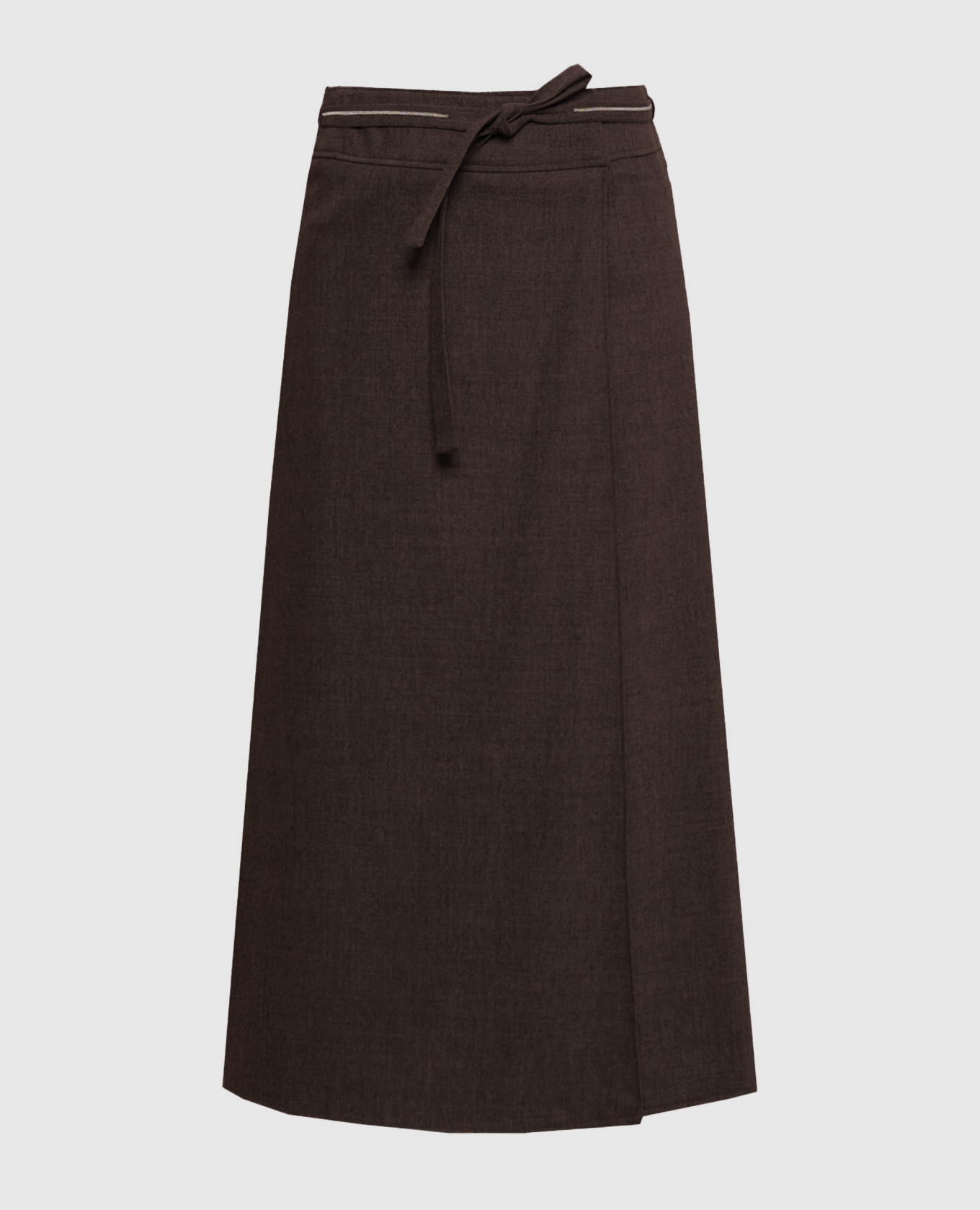 Brown wool and cashmere pleated skirt