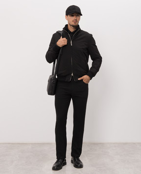 Stefano Ricci Black silk shirt with monogram embroidery CJ008476TE3200