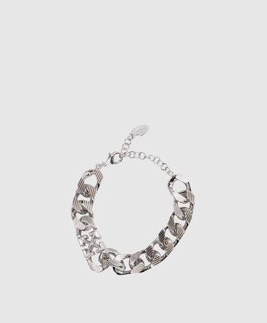 Silver chain bracelet with emblem