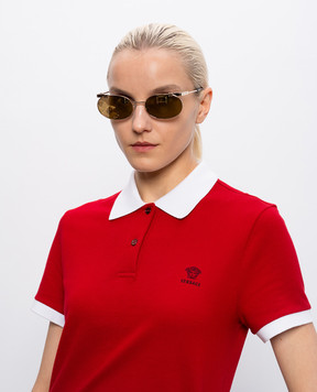 Off-White Gold-tone sunglasses with OFF logo and mirror effect OW2030767458